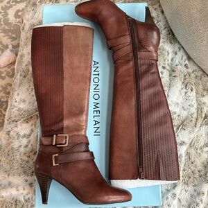ANTONIO MELANI Chestnut Leather Heeled Boots